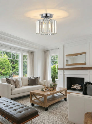 Crystal Flush Mount Light | Modern Drum Design