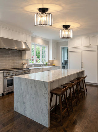 Crystal Flush Mount Light | Modern Drum Design