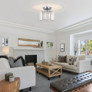 Crystal Flush Mount Light | Modern Drum Design